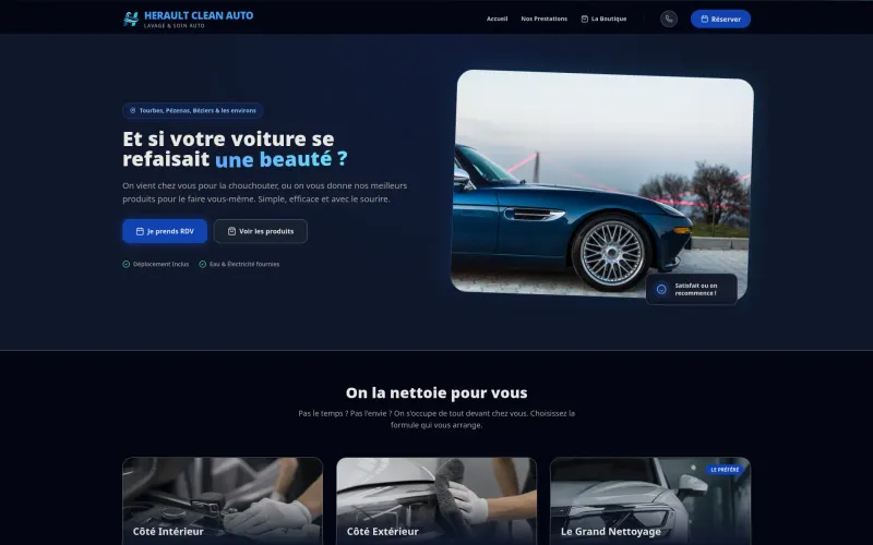 Aperçu du site Hérault Clean Auto