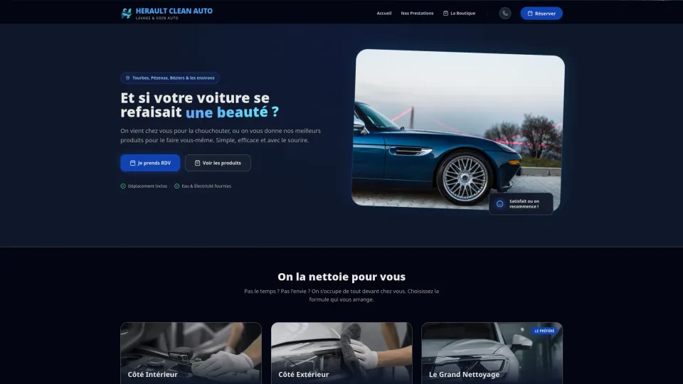 Aperçu du site Hérault Clean Auto